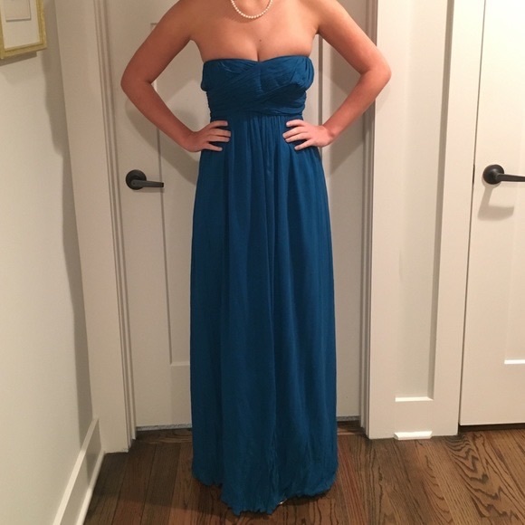 STUNNING NWT J Crew Matisse Blue silk chiffon strapless gown size 0 - Picture 7 of 15